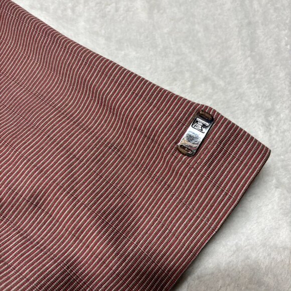 Nike Tiger Woods Collection Polo Shirt Mens L Dri Fit Golf Striped Brown Red TW - Picture 5 of 8